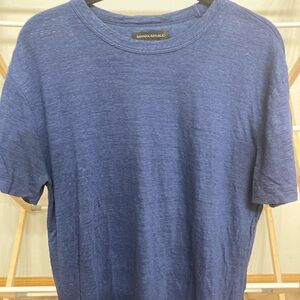 Banana Republic Men's Short Sleeve Linen Navy Tee